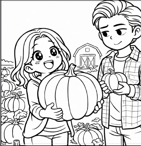 Pumpkin patch coloring page preview
