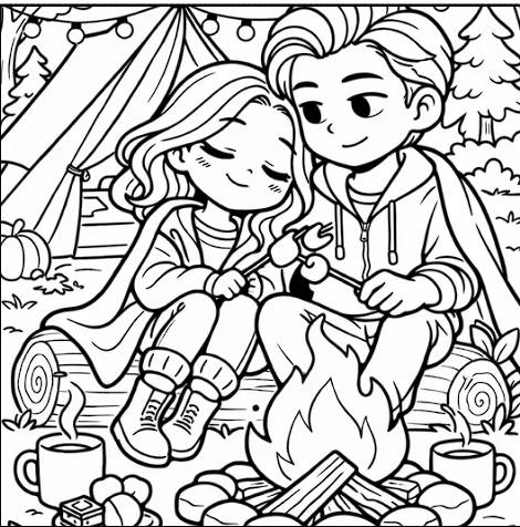 Campfire coloring page preview