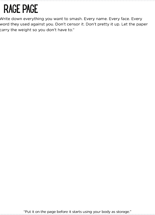 Sample workbook page: Rage Page
